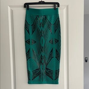 River Island Teal and Black Geometric Pencil Skirt